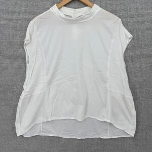 Transit par such Cap Sleeve Blouse Women Sz XL 3 White Stretch Flowy Minimalist